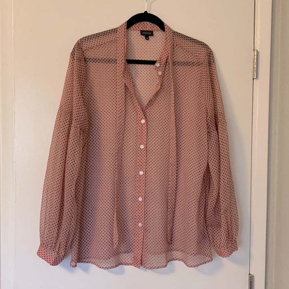 Who What Wear pink sheer long sleeved top - size Large